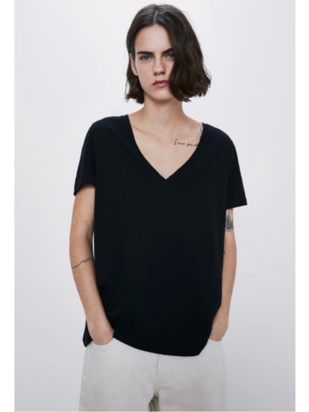 Zara Black V-Neck Top